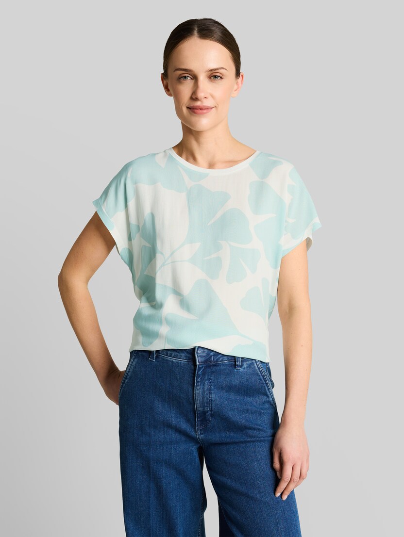 T-Shirt im Material-Mix von Women, big mint ginkgo