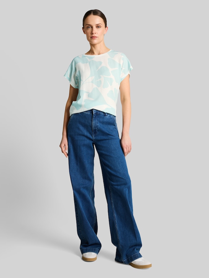 T-Shirt im Material-Mix von Women, big mint ginkgo