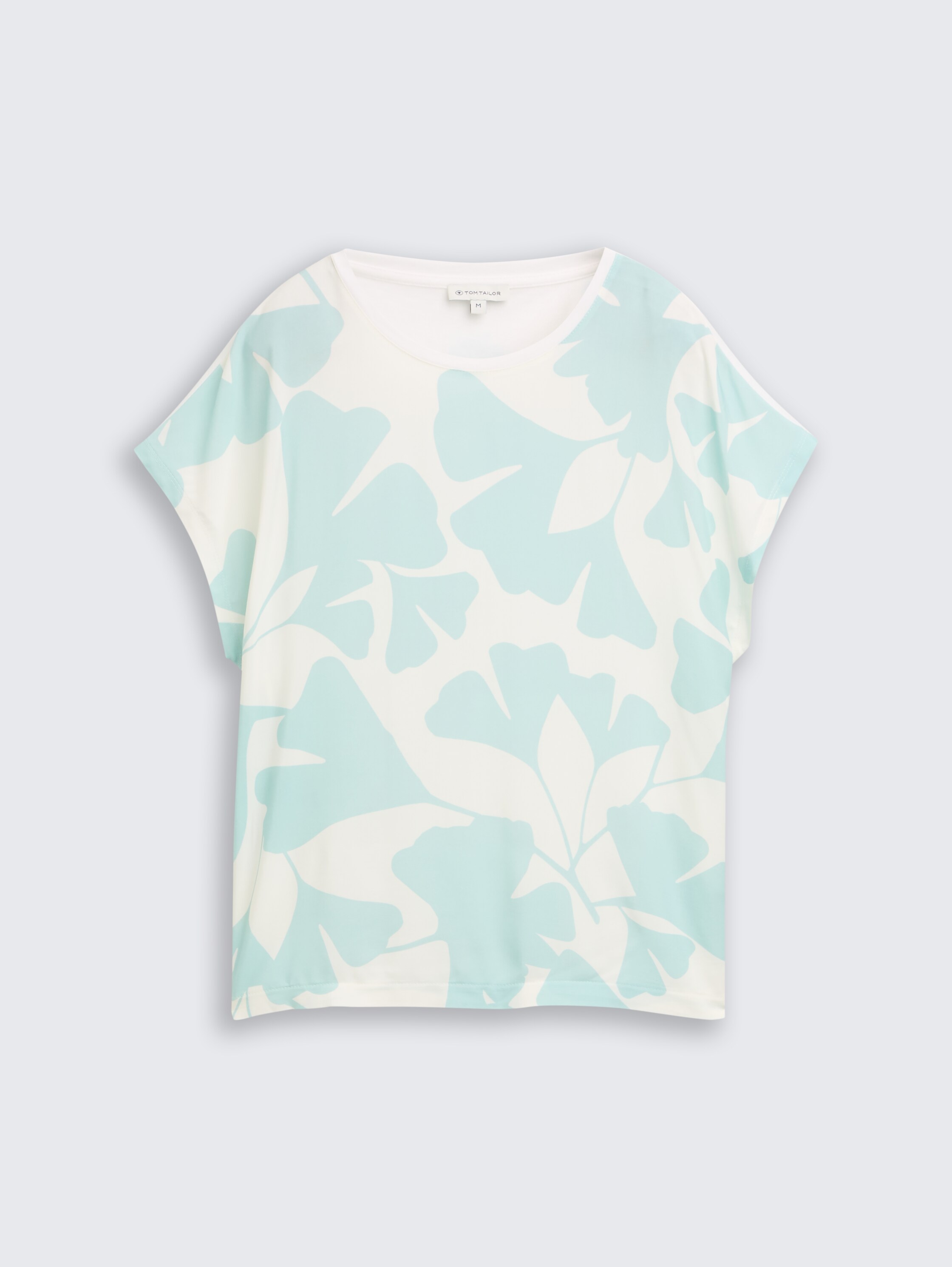 T-Shirt im Material-Mix - big mint ginkgo - Vorder-Produkt-Ansicht