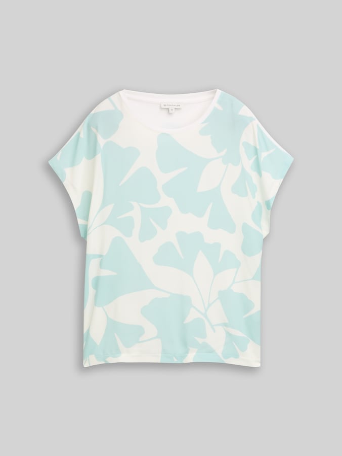 T-Shirt im Material-Mix von Women, big mint ginkgo