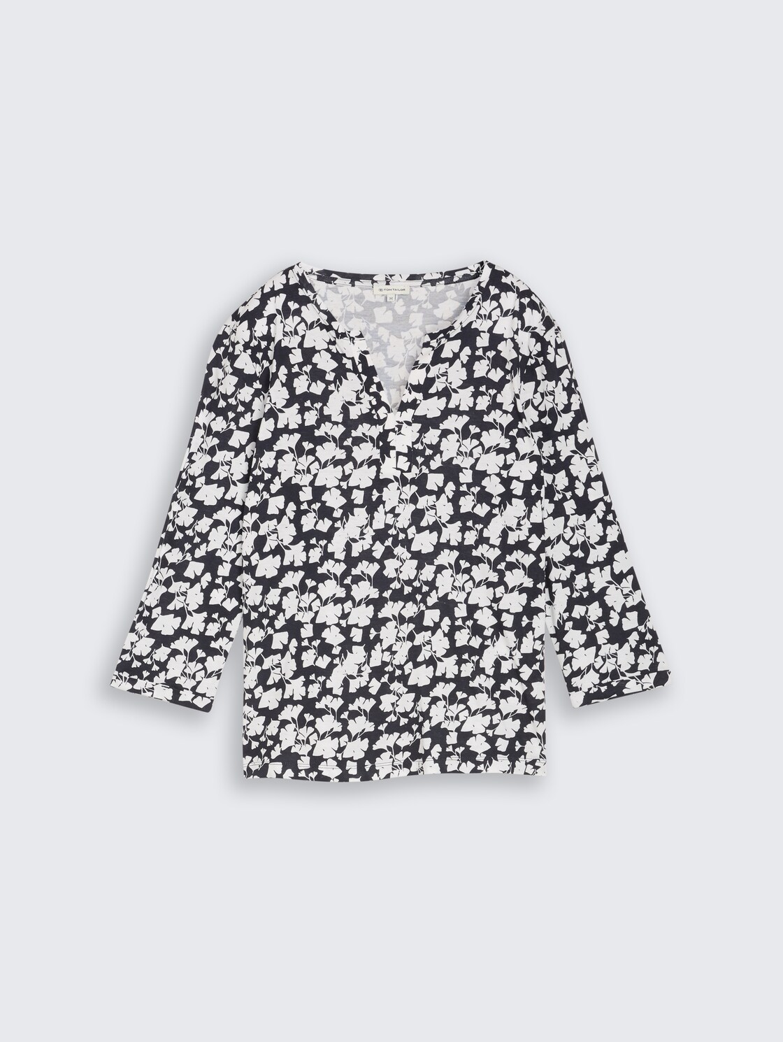 Langarmshirt mit Muster - blue ginkgo minimal - Vorder-Produkt-Ansicht