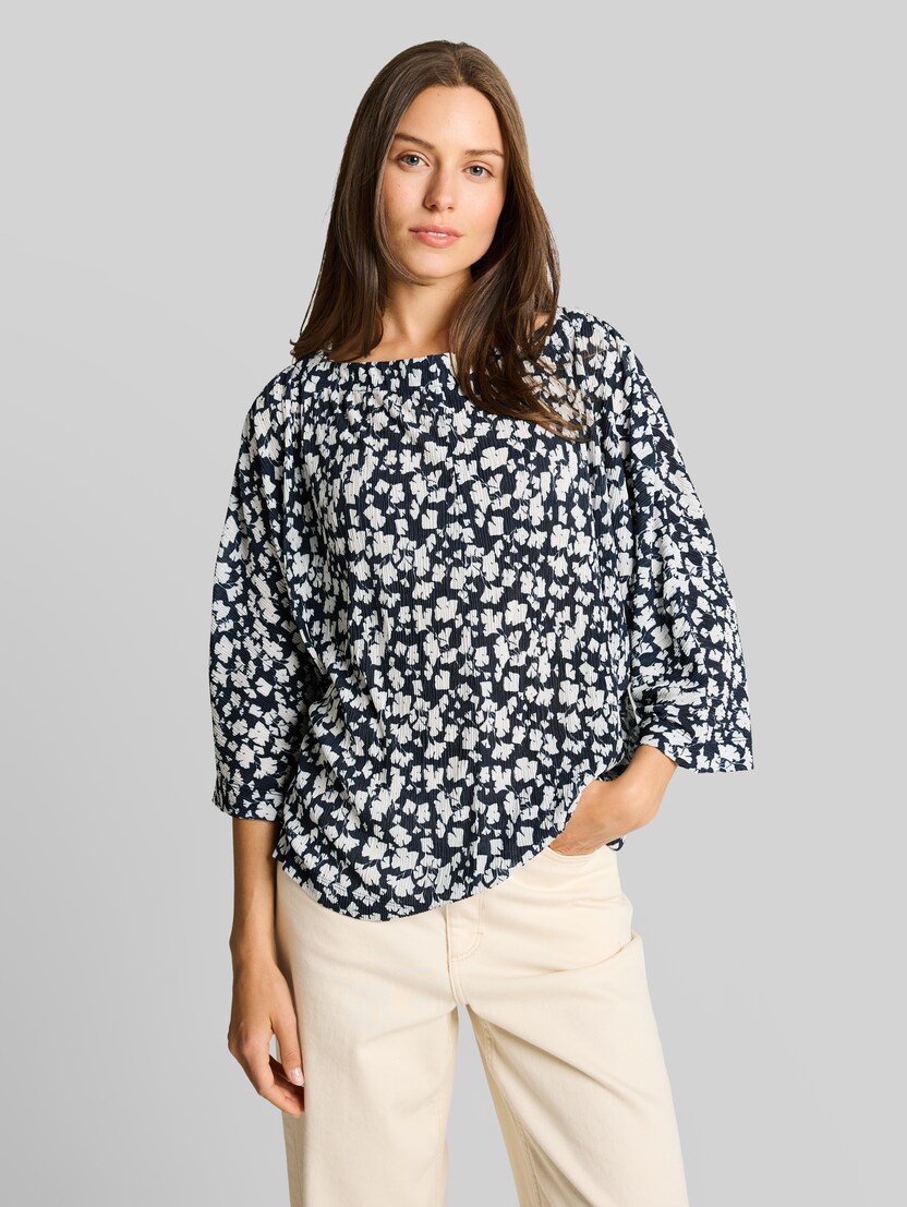 Crinkle T-Shirt mit Fledermausärmeln von Women, blue ginkgo minimal