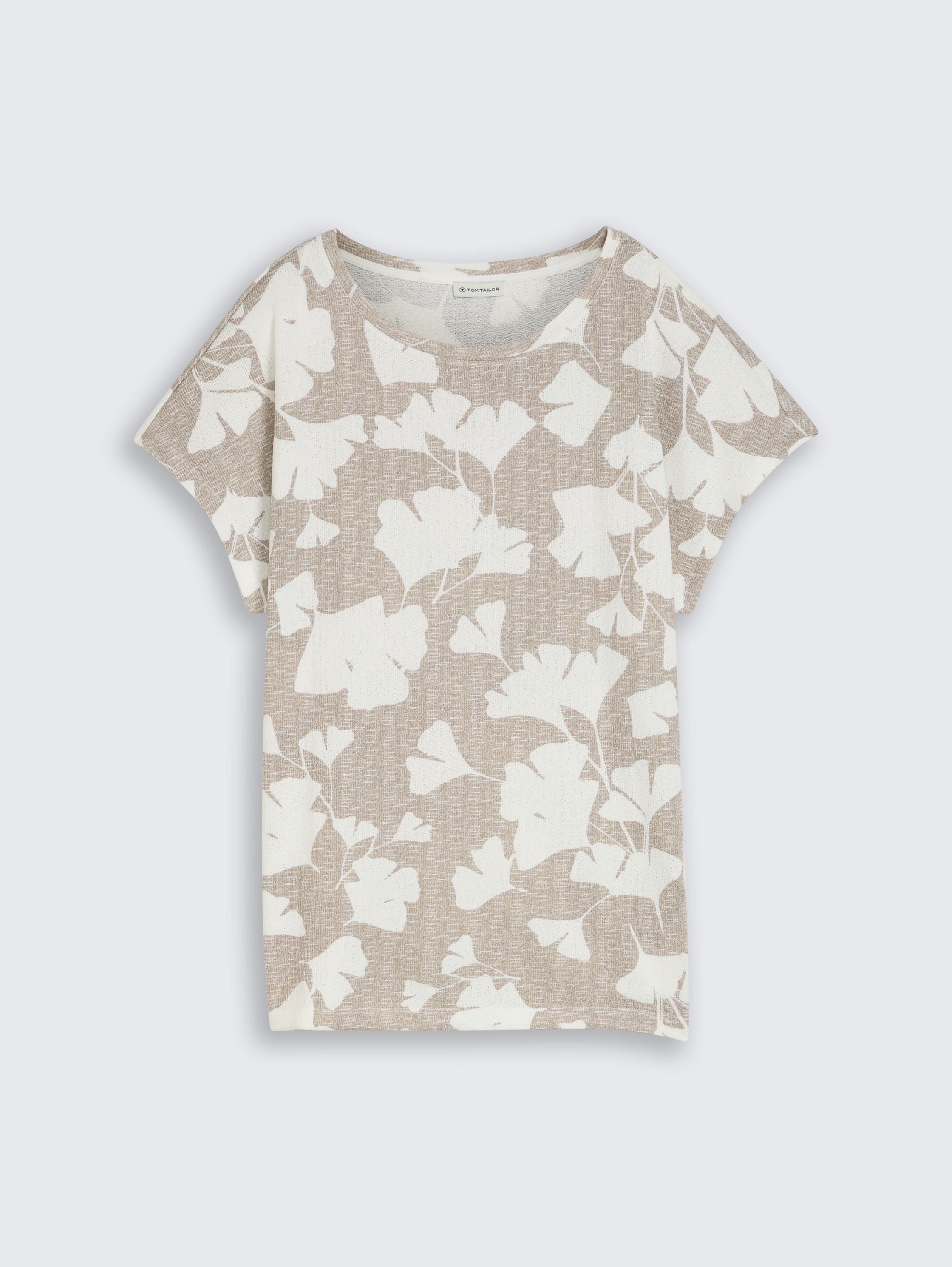 T-shirt with pattern - ginkgo knit optic - Front product view