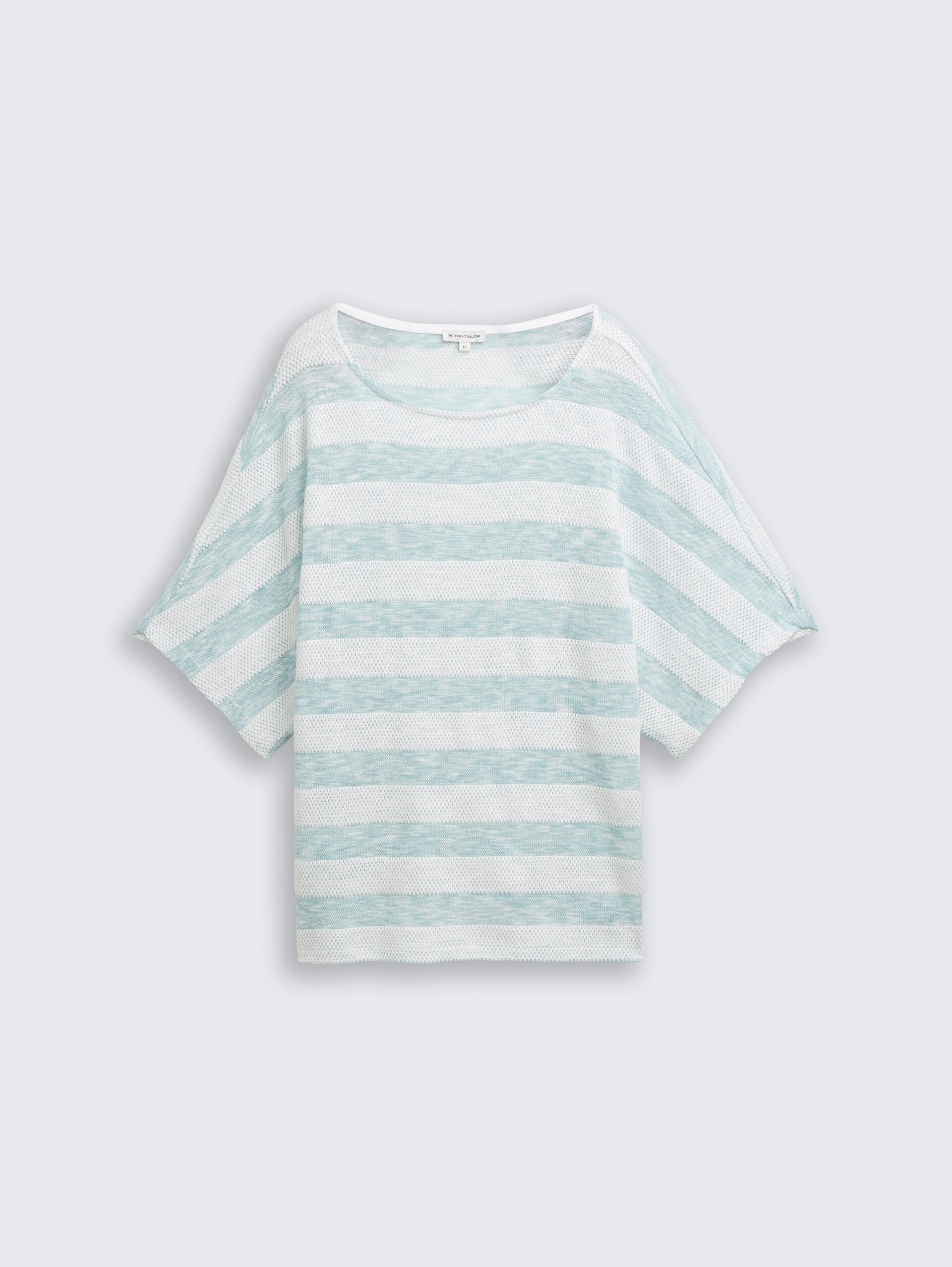 Losvallend T-shirt met vleermuismouwen - white mint stripe - Product vooraanzicht