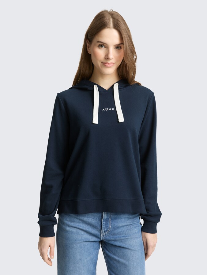 Hoodie sweatshirt with embroidery by Denim Female, sky captain blue