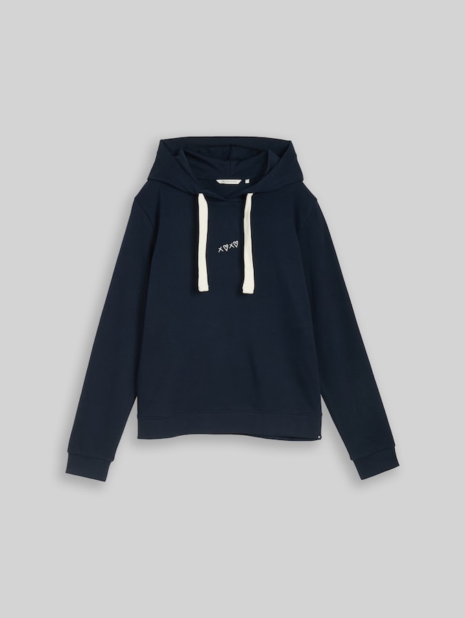 Hoodie sweatshirt with embroidery by Denim Female, sky captain blue