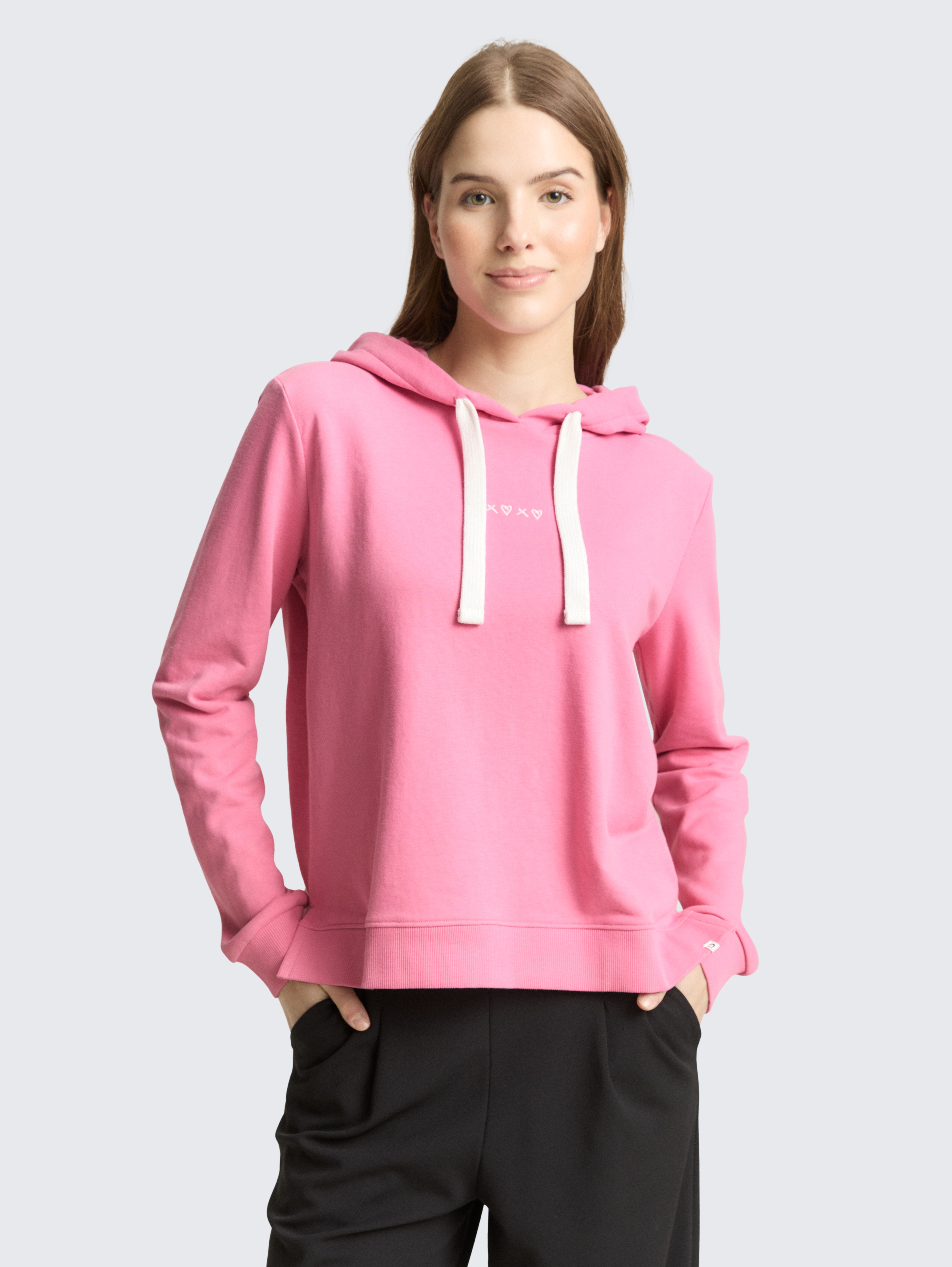 Hoodie Sweatshirt mit Stickerei von Denim Female, Soft Blush Rose