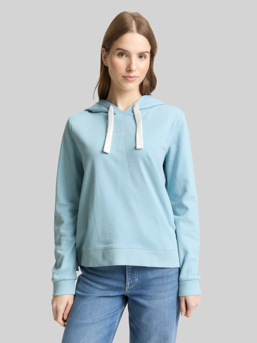 Hoodie Sweatshirt mit Stickerei von Denim Female, calm cloud blue