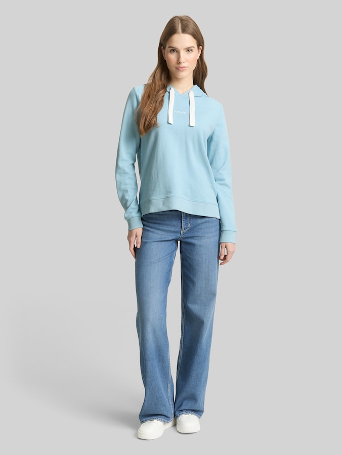 Hoodie Sweatshirt mit Stickerei von Denim Female, calm cloud blue