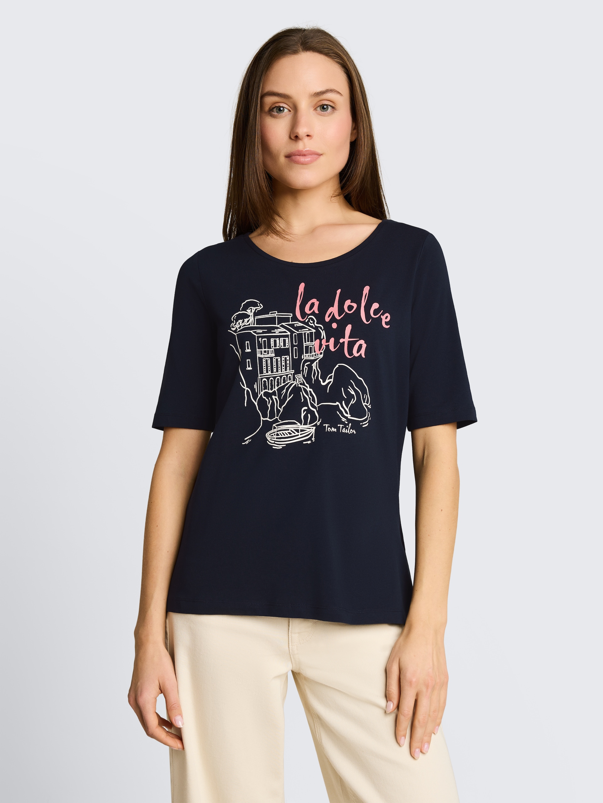 T-Shirt mit Print - Lunar Eclipse - Ausschnitt Model-Vorderansicht