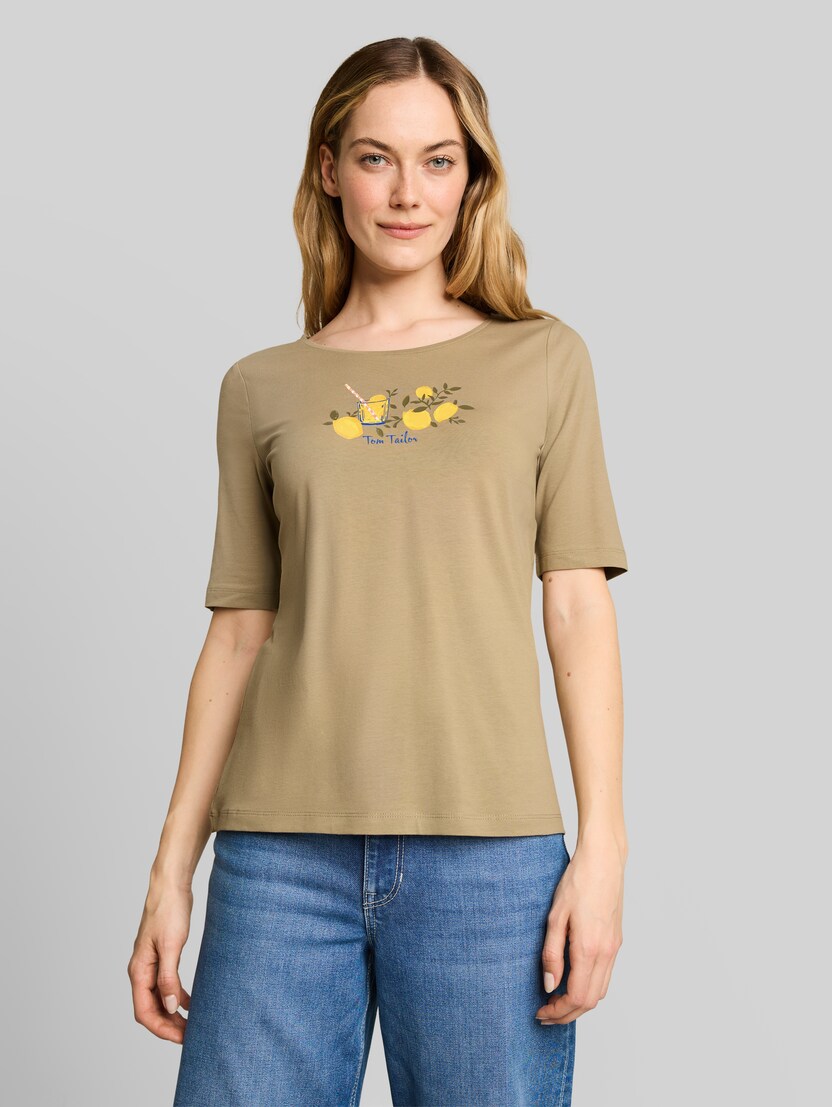 T-Shirt mit Print von Women, Silver Olive