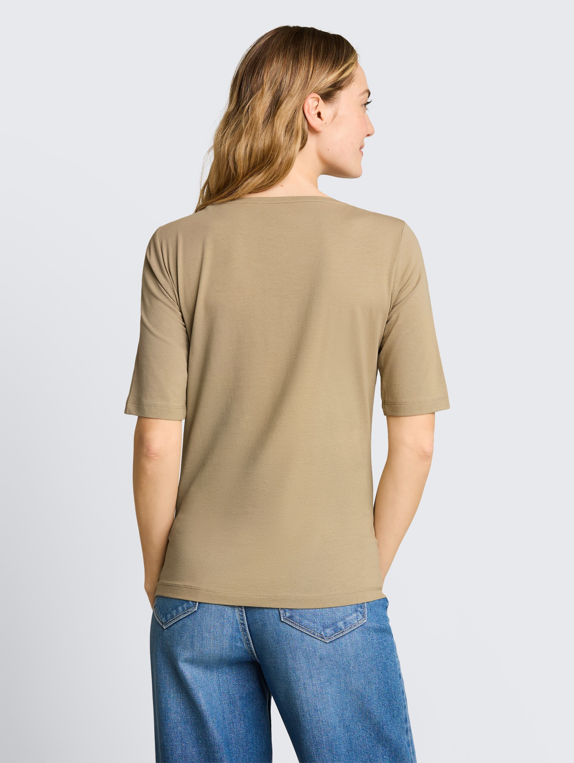 T-shirt met print - Silver Olive - Neklijn model-achteraanzicht