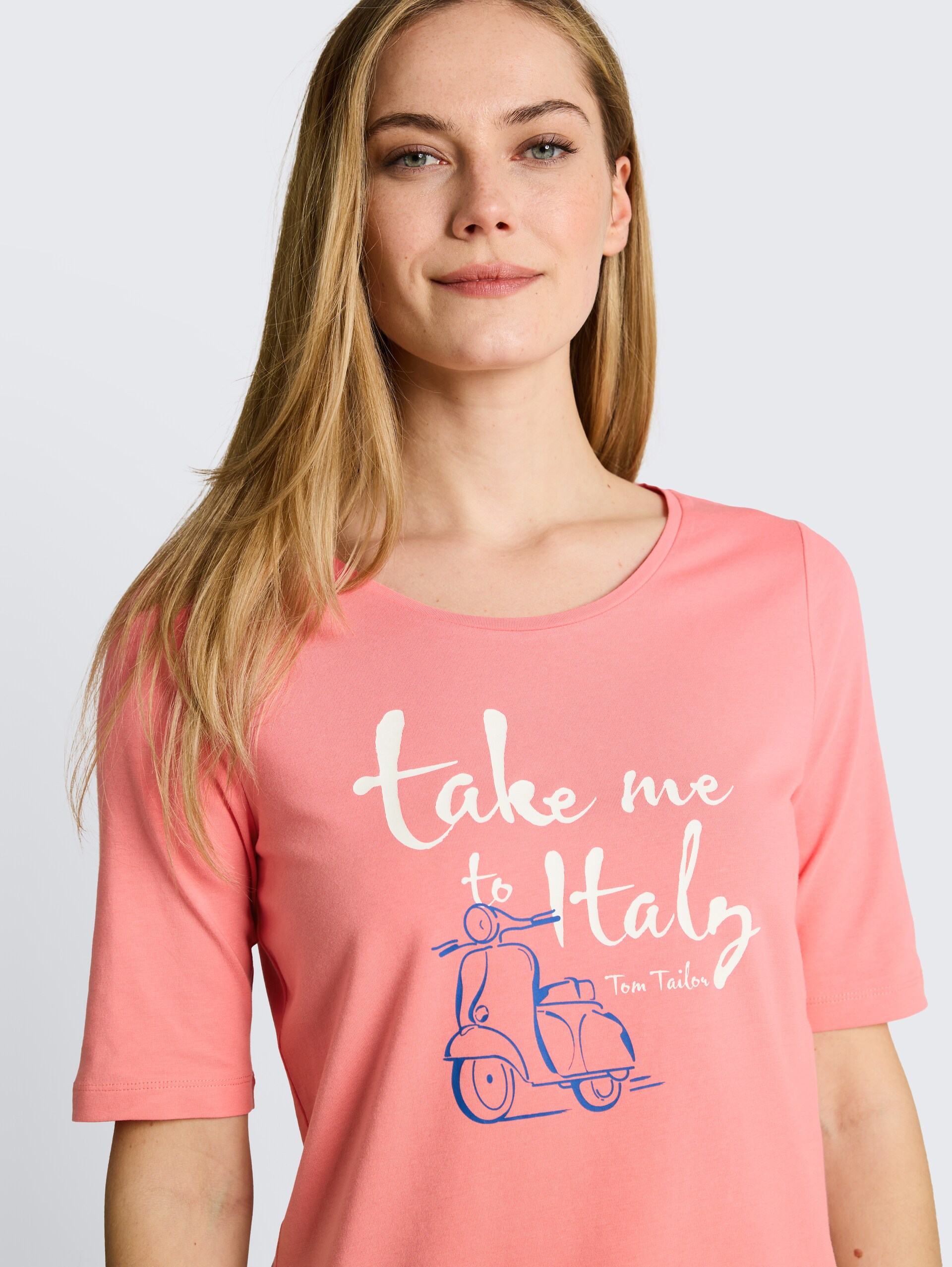 T-shirt met print - soft fuchsia pink - Detailaanzicht model