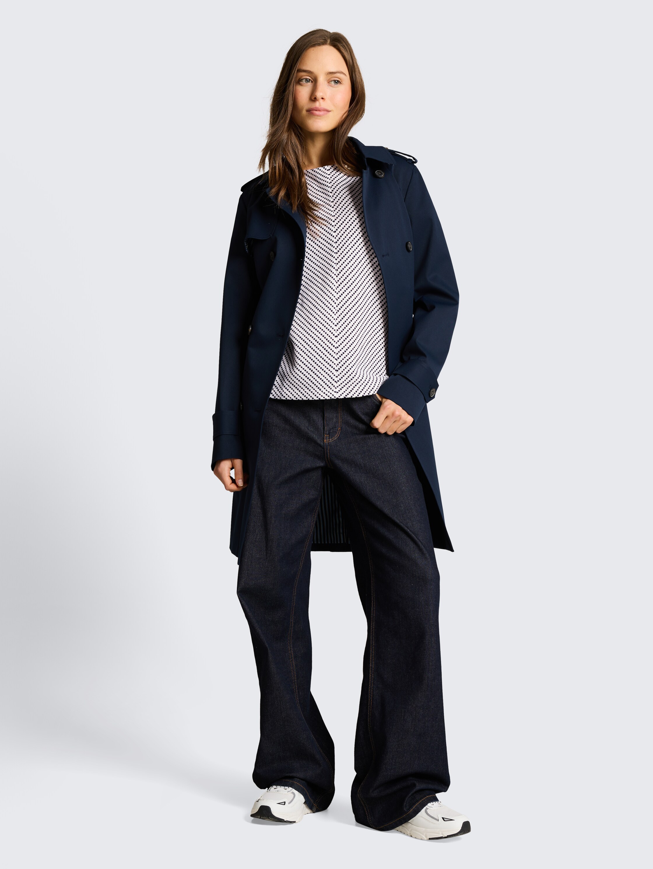 Jacquard T-Shirt aus Baumwolle - navy_offwhite_structure_stripe - 