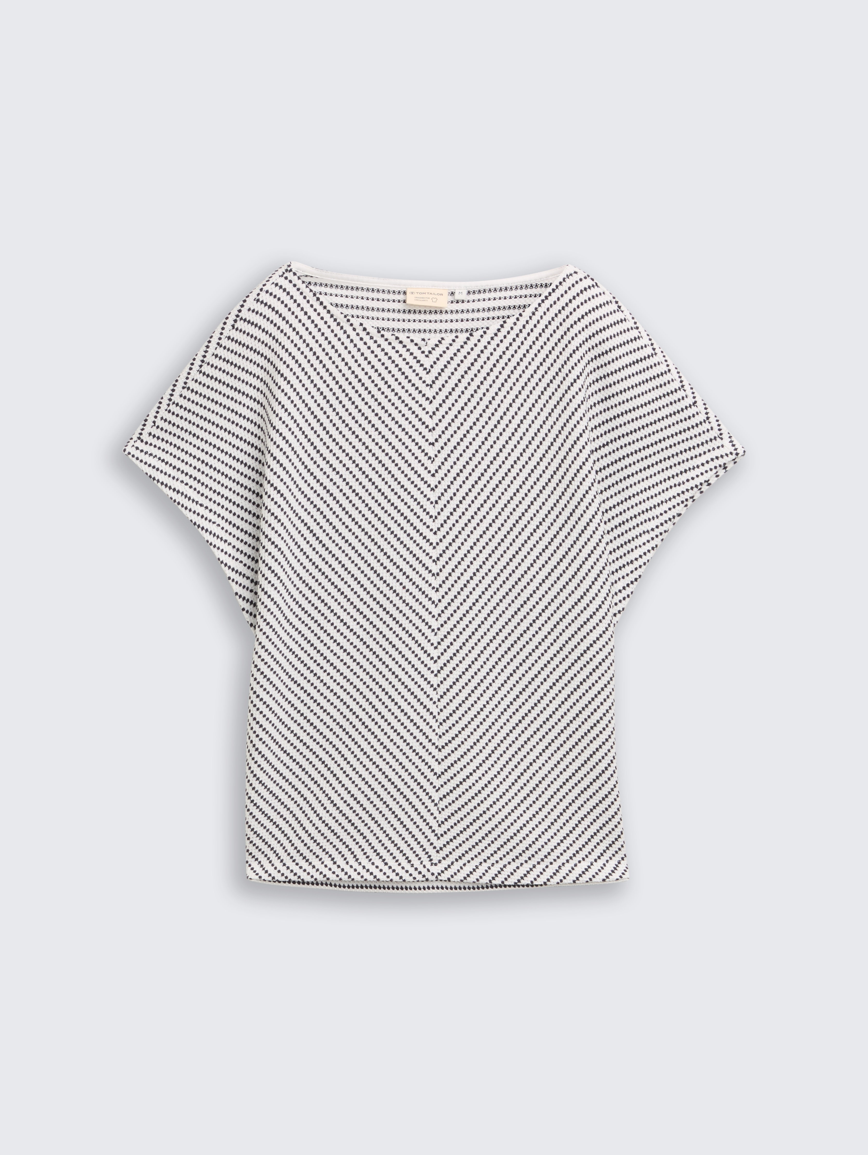 Jacquard T-Shirt aus Baumwolle von Women, navy offwhite structure stripe