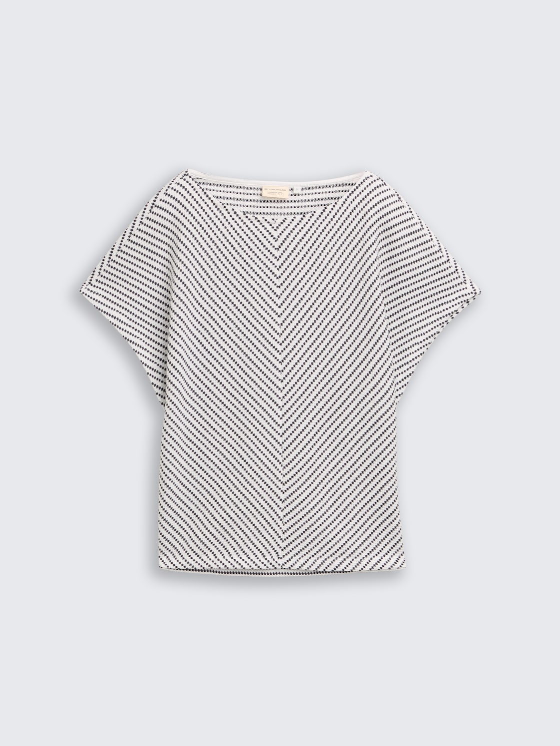 Jacquard T-Shirt aus Baumwolle - navy offwhite structure stripe - Vorder-Produkt-Ansicht