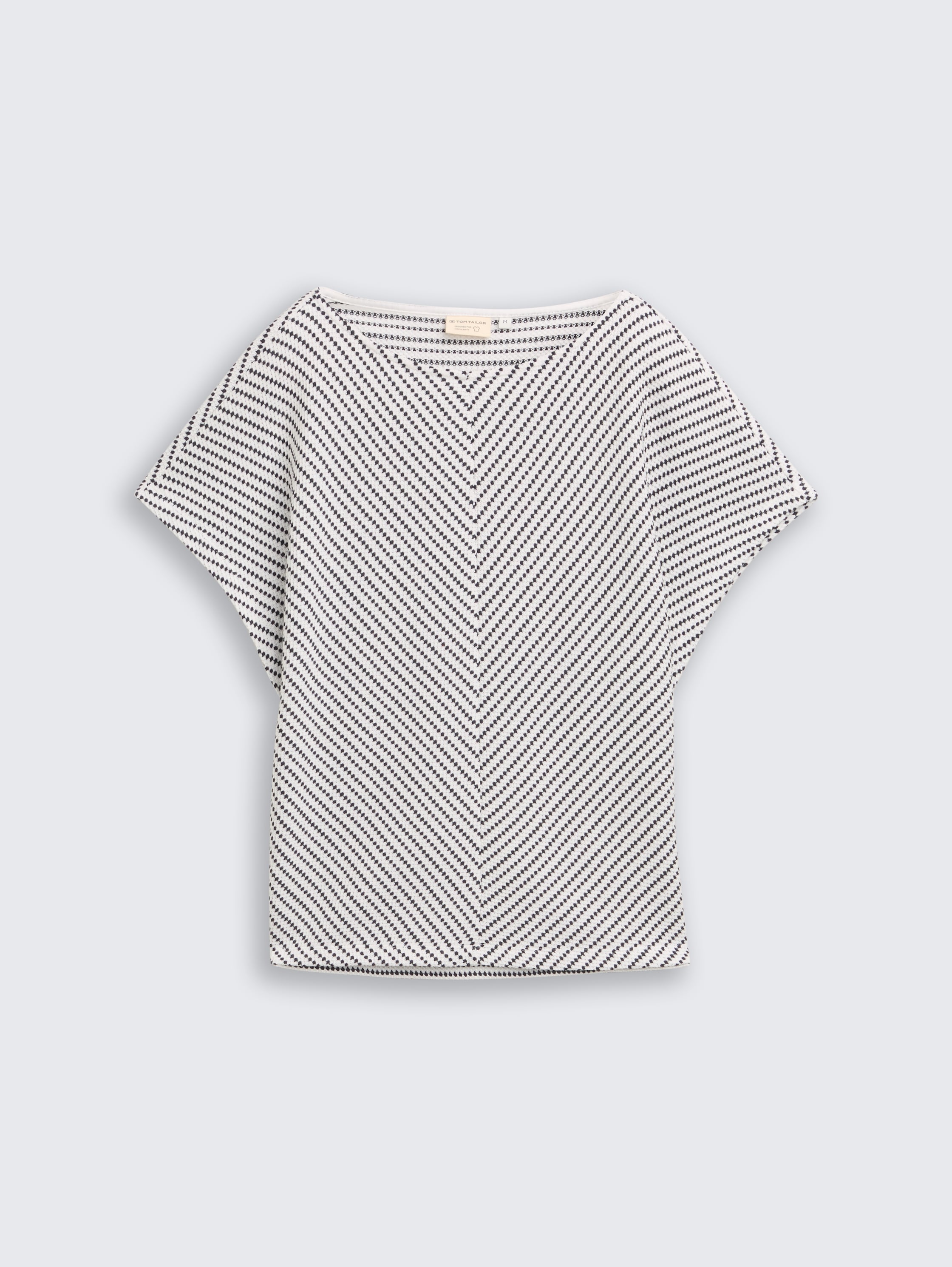 Jacquard T-Shirt aus Baumwolle - navy_offwhite_structure_stripe - 