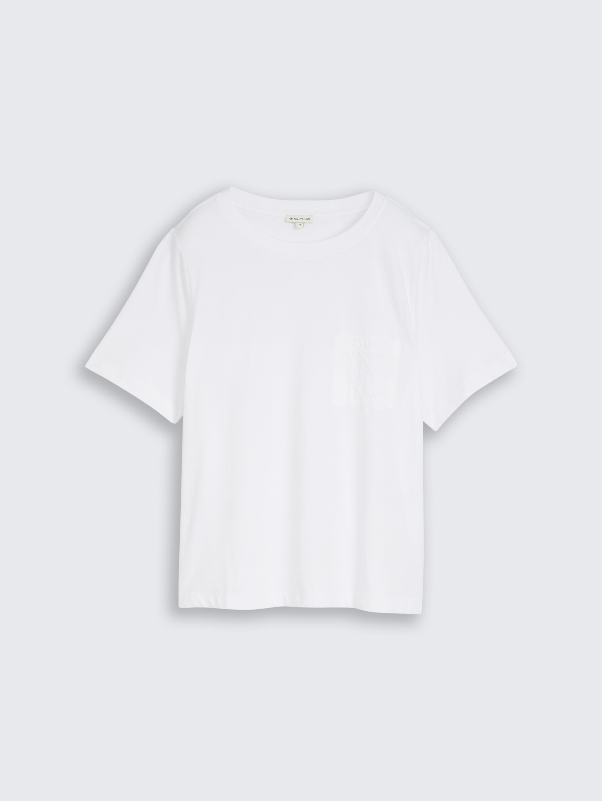 Boxy fit T-shirt met borstzak - White - Product vooraanzicht