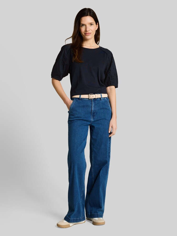 T-Shirt mit Lochstickereien von Women, sky captain blue