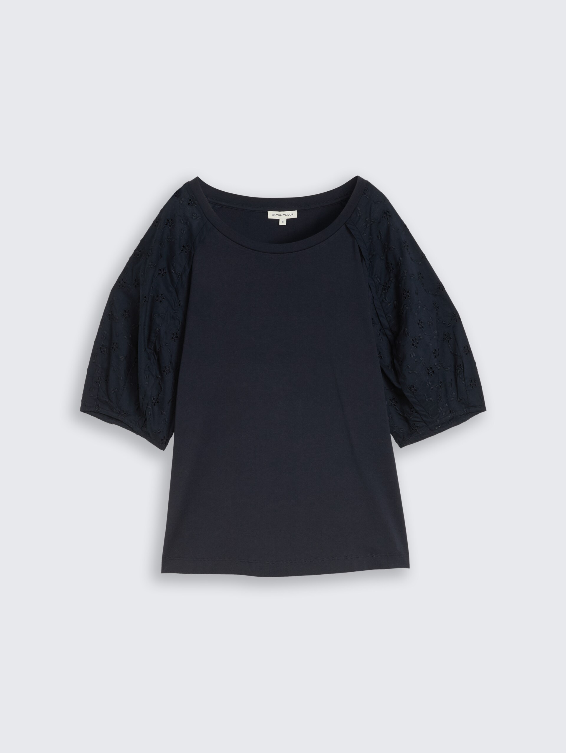 T-shirt met opengewerkte borduursels - sky captain blue - Product vooraanzicht