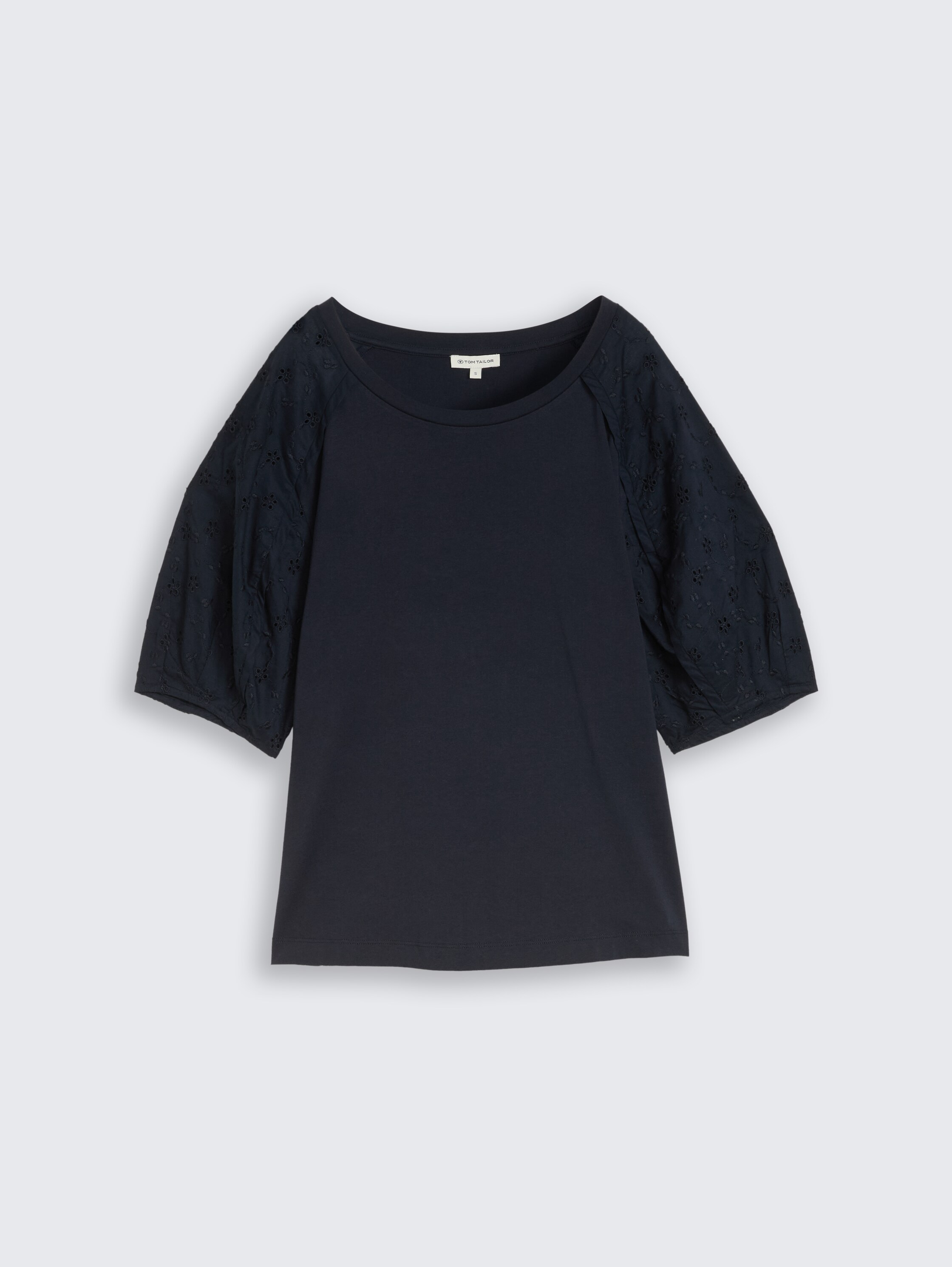 T-Shirt mit Lochstickereien - sky_captain_blue_1 - 