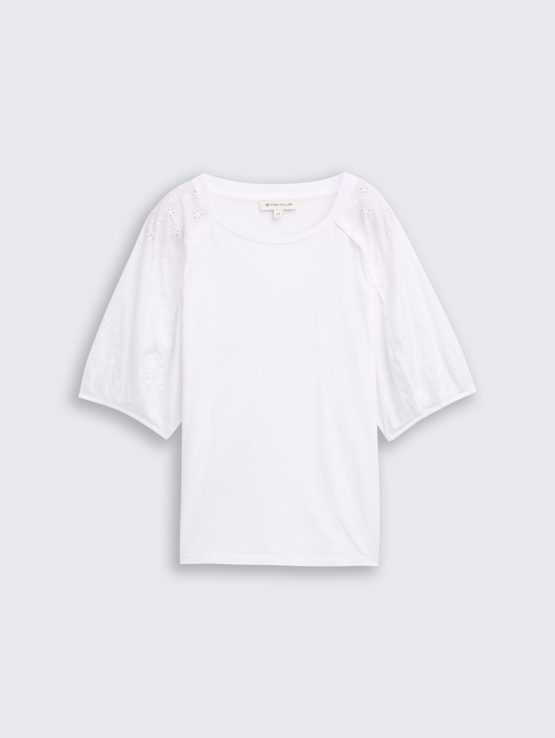 T-Shirt mit Lochstickereien - White - Vorder-Produkt-Ansicht