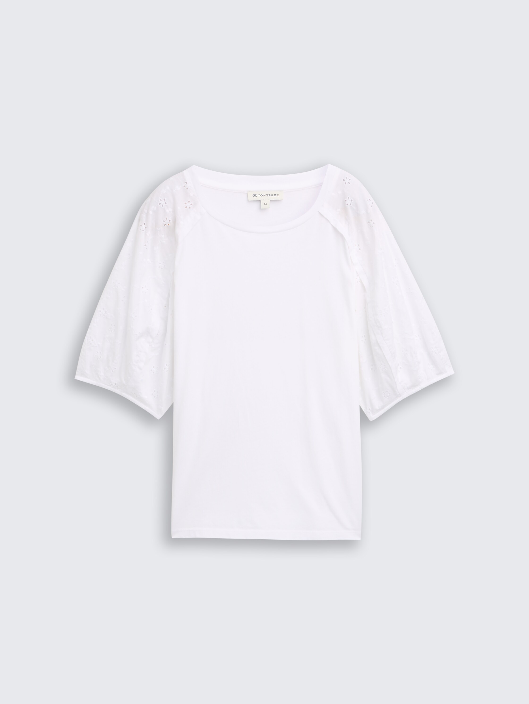 T-shirt met opengewerkte borduursels - white - 
