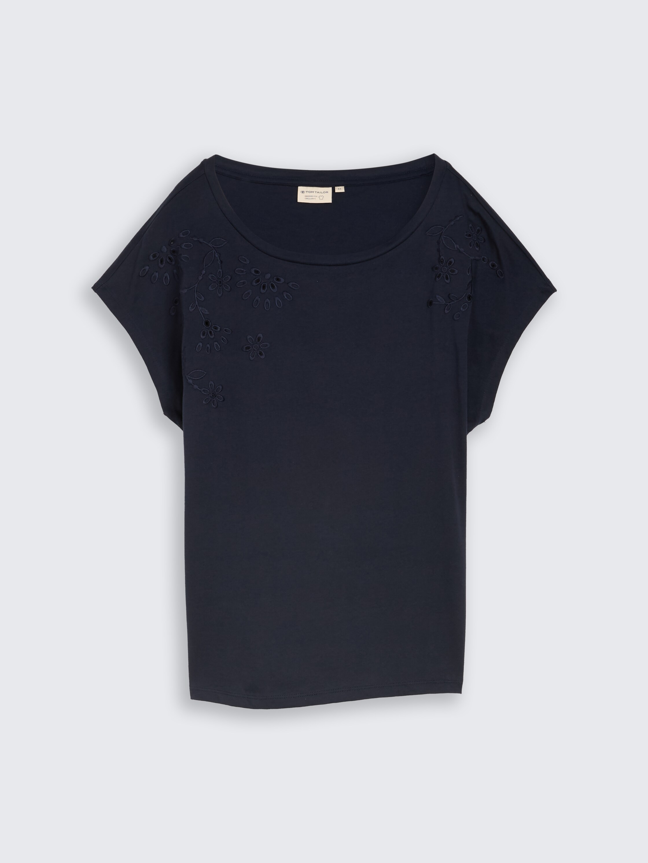 T-shirt met opengewerkte borduursels - sky_captain_blue_1 - 