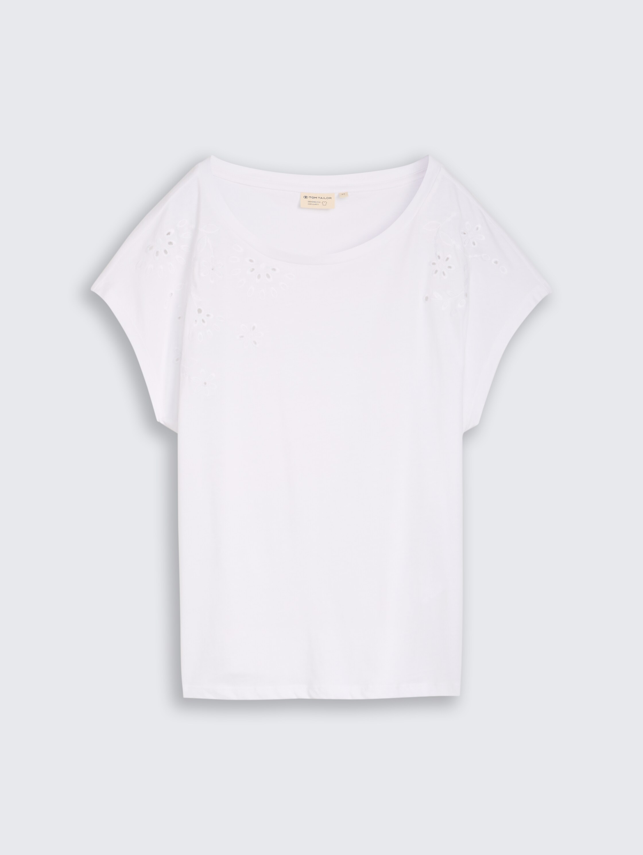 T-shirt met opengewerkte borduursels - white - 