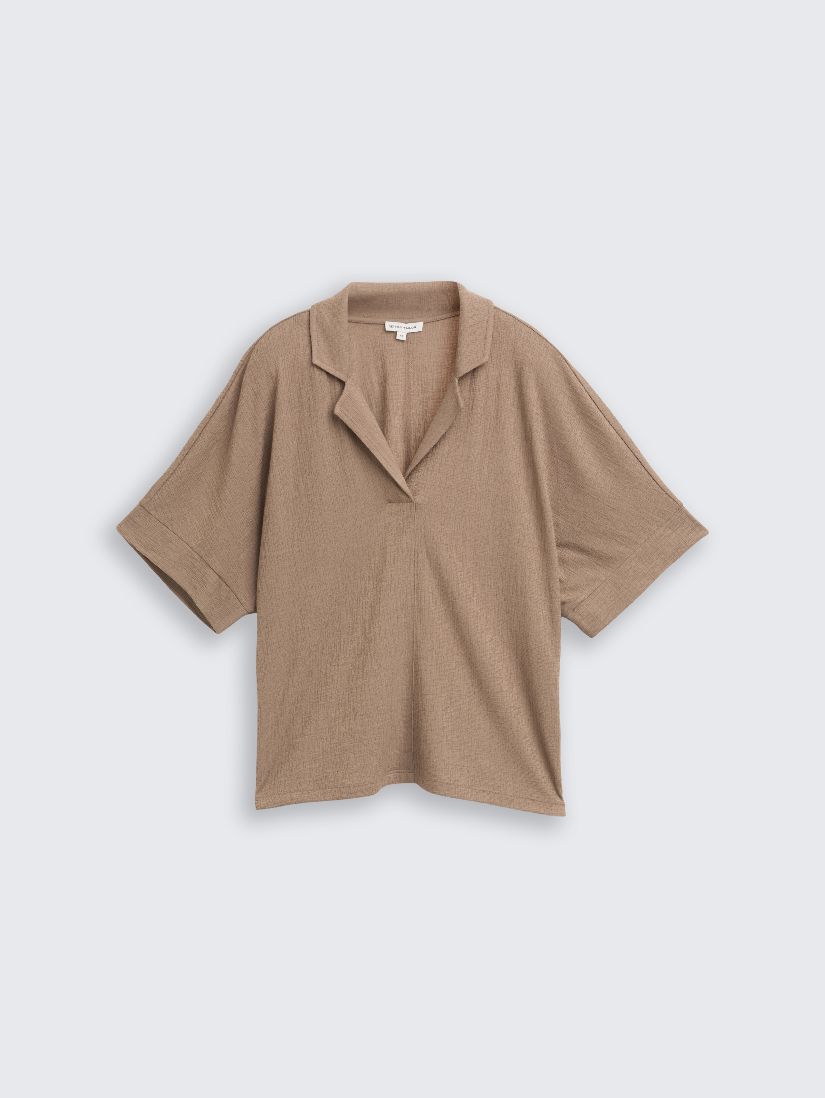 Loose fit T-shirt with lapel collar by Women, taupe grey