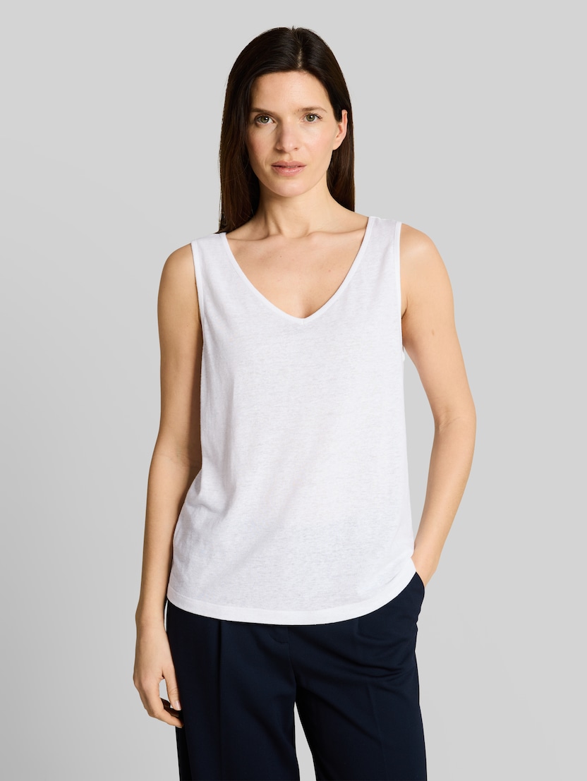 Top mit Leinenanteil von Women, White