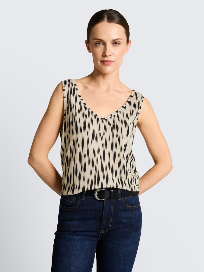 Top met linnen door Women, sand stone beige abstract dot