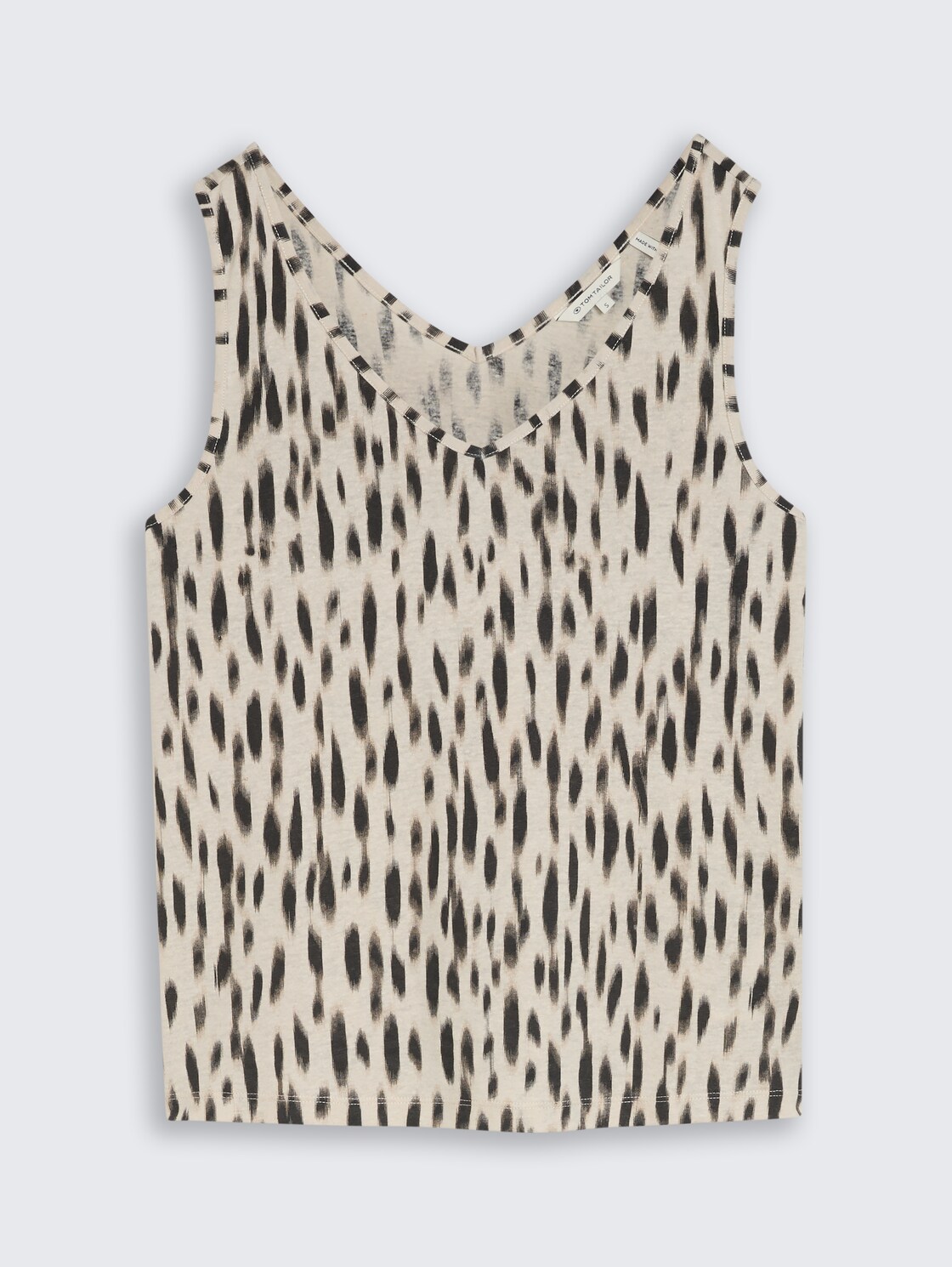 Top mit Leinenanteil - sand stone beige abstract dot - Vorder-Produkt-Ansicht