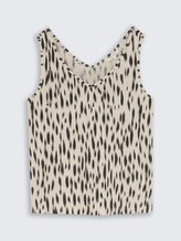Top mit Leinenanteil - sand stone beige abstract dot - Vorder-Produkt-Ansicht