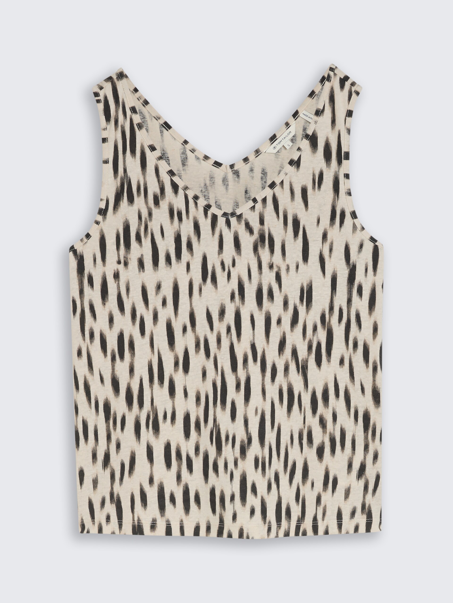 Top mit Leinenanteil - sand stone beige abstract dot - Vorder-Produkt-Ansicht