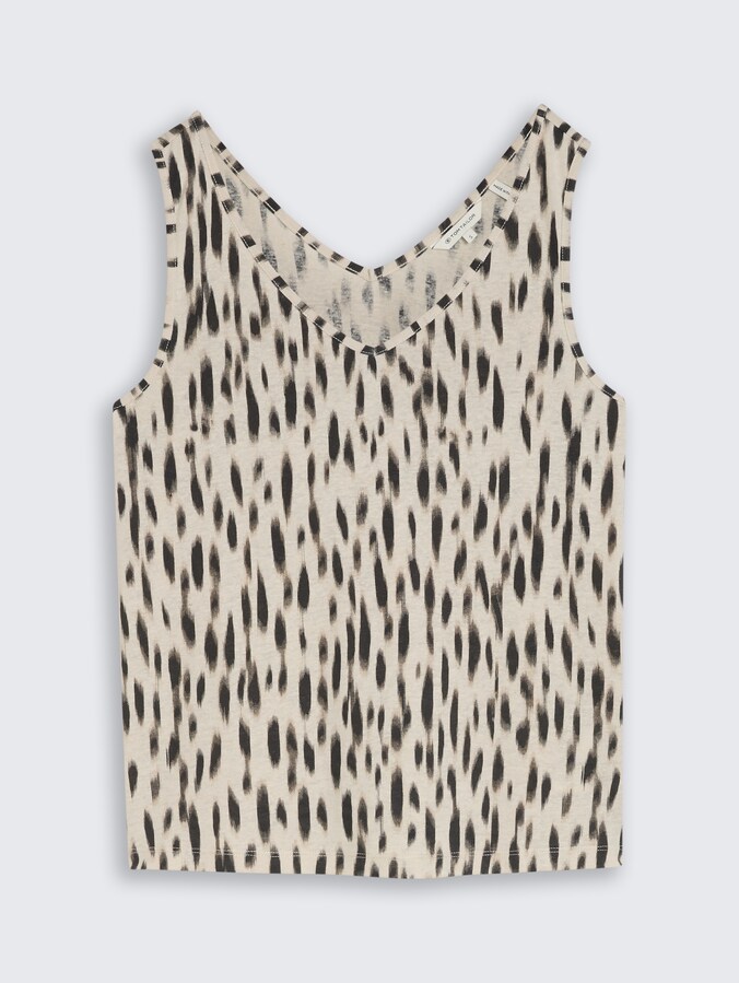 Top mit Leinenanteil von Women, sand stone beige abstract dot