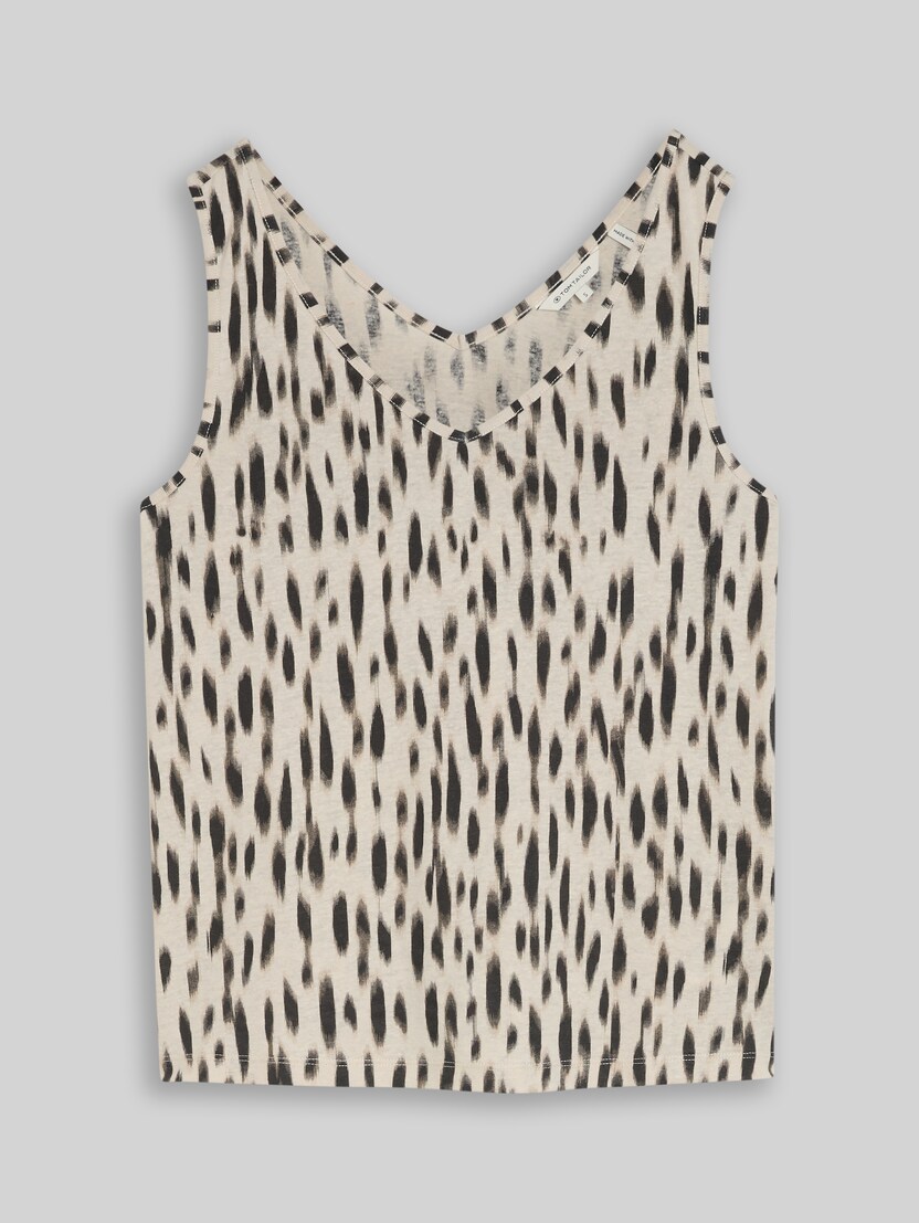 Top with linen blend by Women, sand stone beige abstract dot