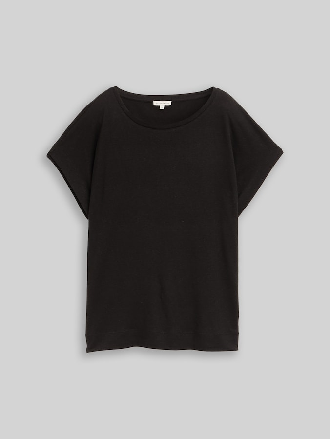 Loose Fit T-Shirt mit Leinenanteil von Women, deep black