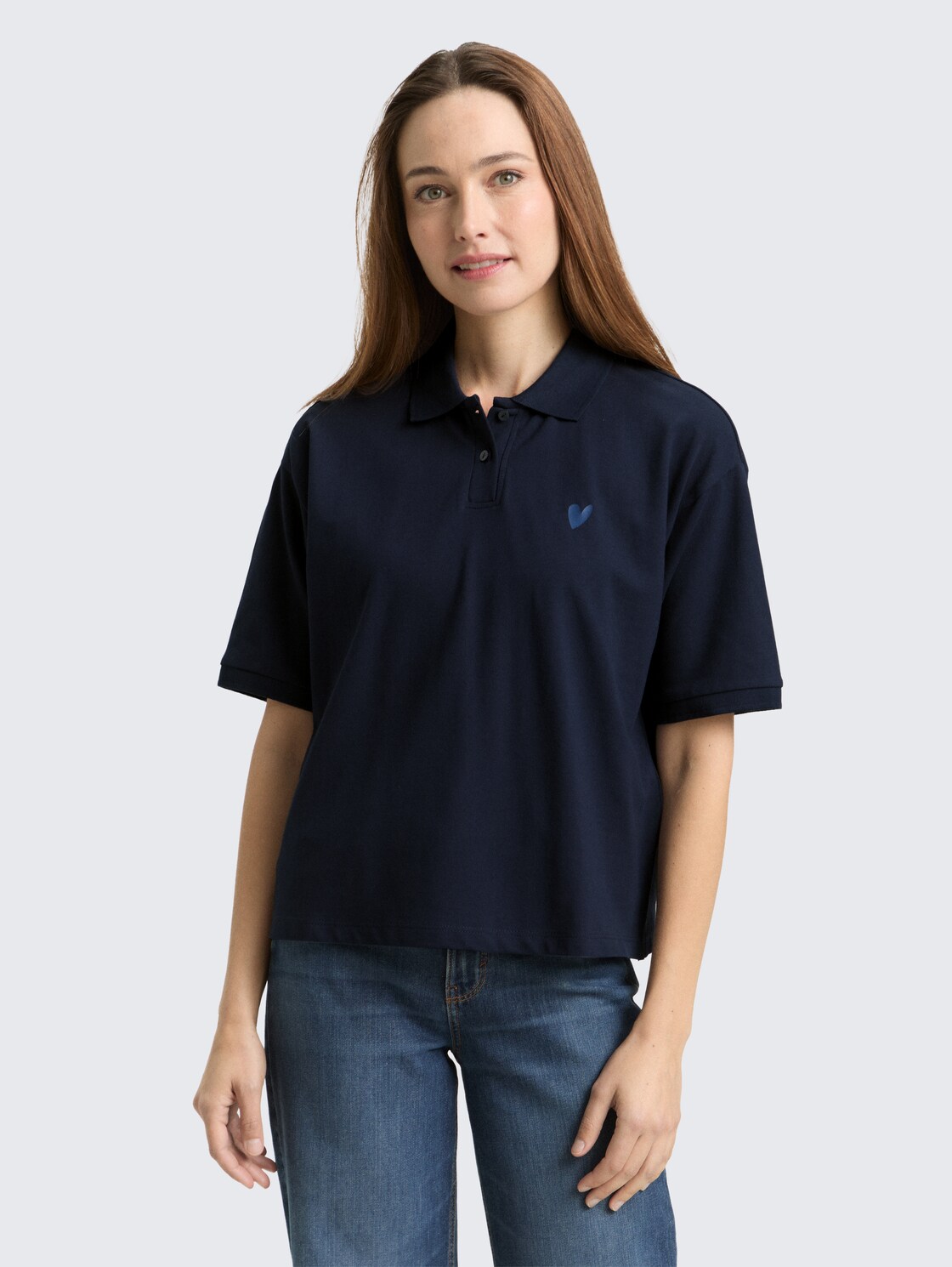 Loose Fit Poloshirt - sky captain blue