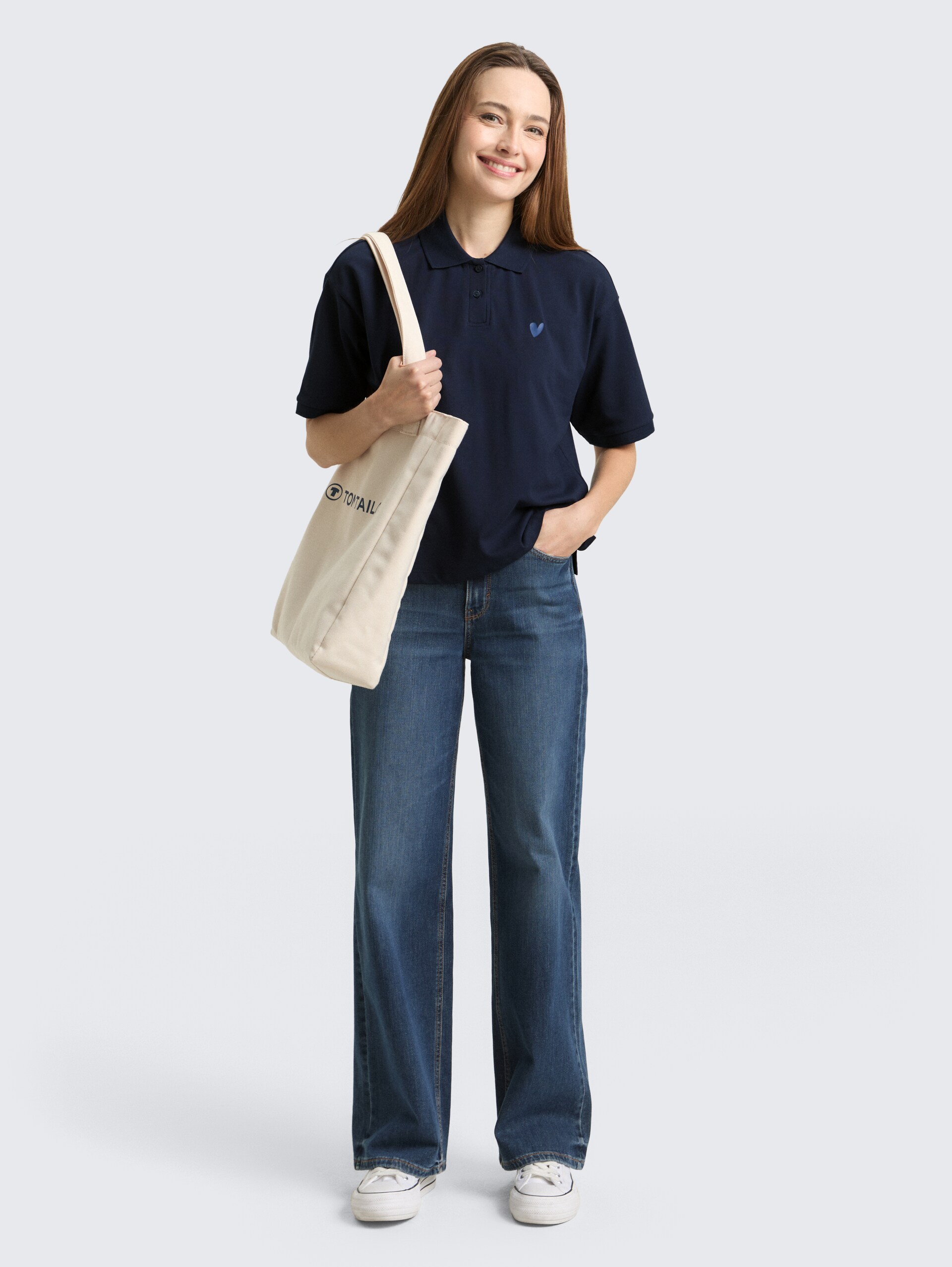 Loose fit polo shirt - sky captain blue