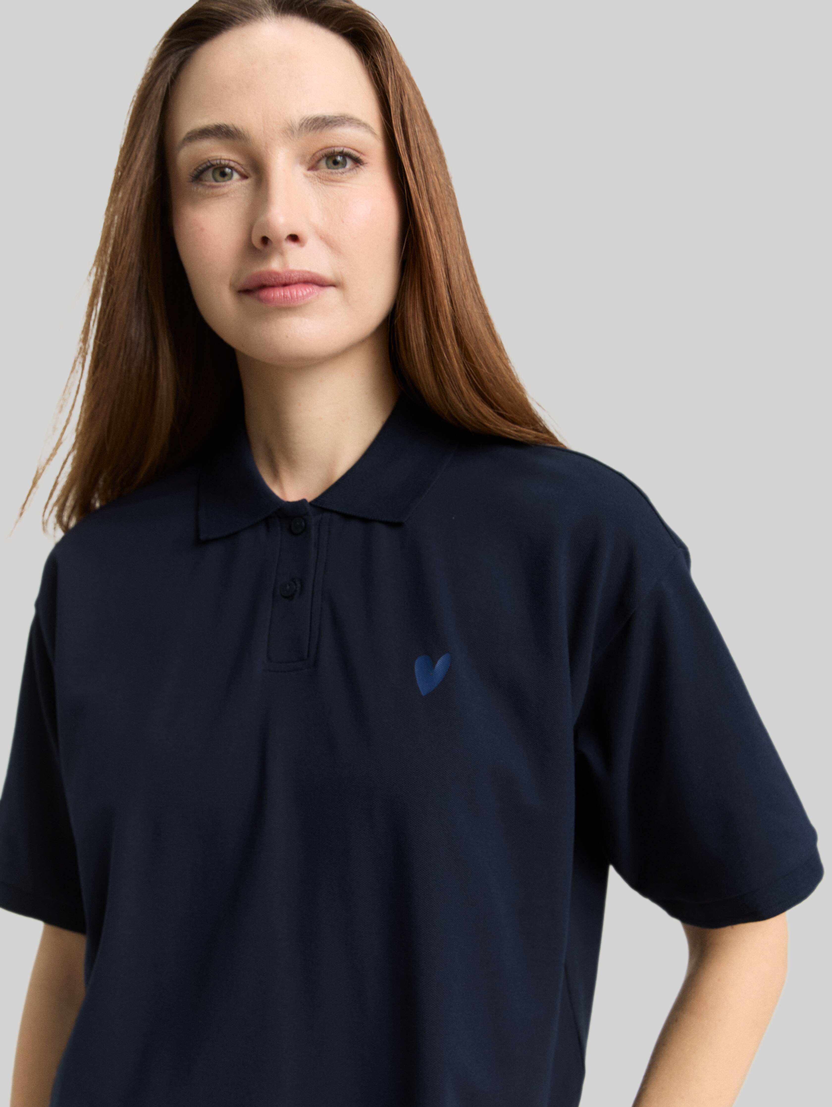 Loose fit polo shirt in blue by Tom Tailor
