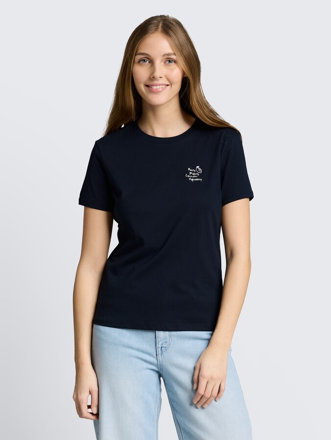 T-shirt met borduursel door Denim Female, sky captain blue