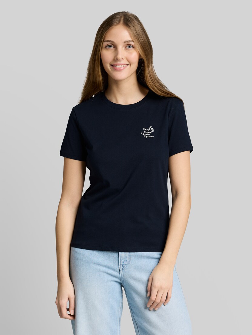 T-Shirt mit Stickerei von Denim Female, sky captain blue