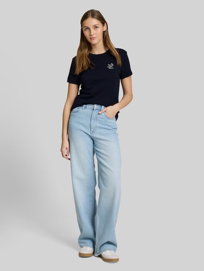 T-Shirt mit Stickerei von Denim Female, sky captain blue