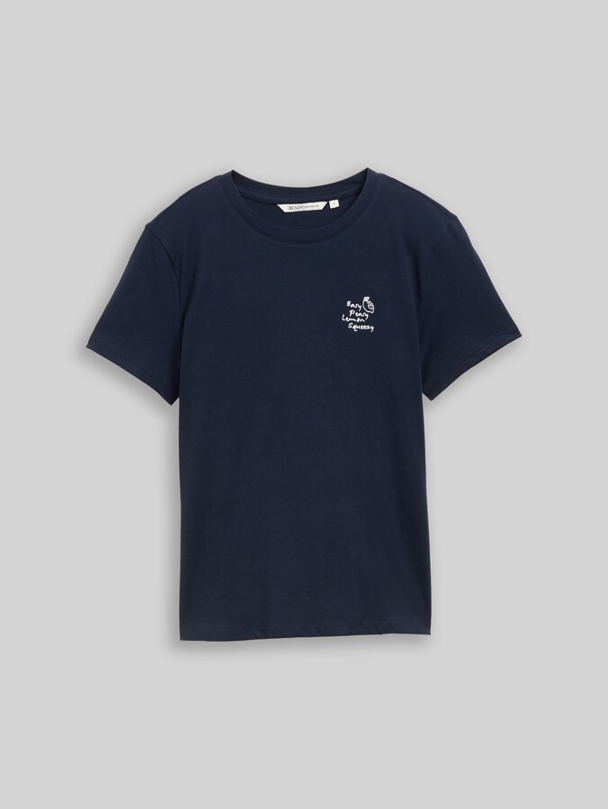 T-shirt met borduursel door Denim Female, sky captain blue