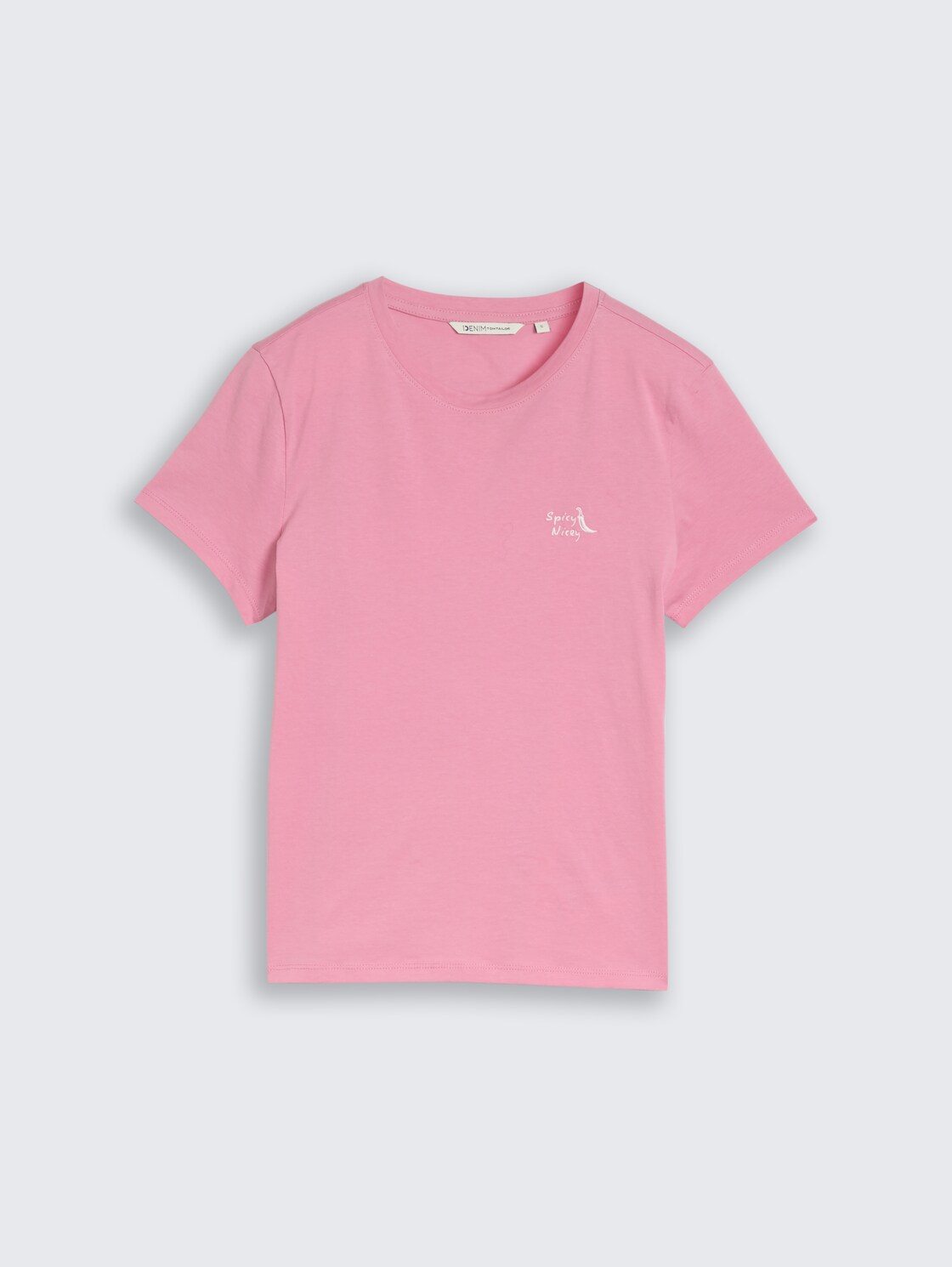 T-Shirt mit Stickerei - Soft Blush Rose - Vorder-Produkt-Ansicht