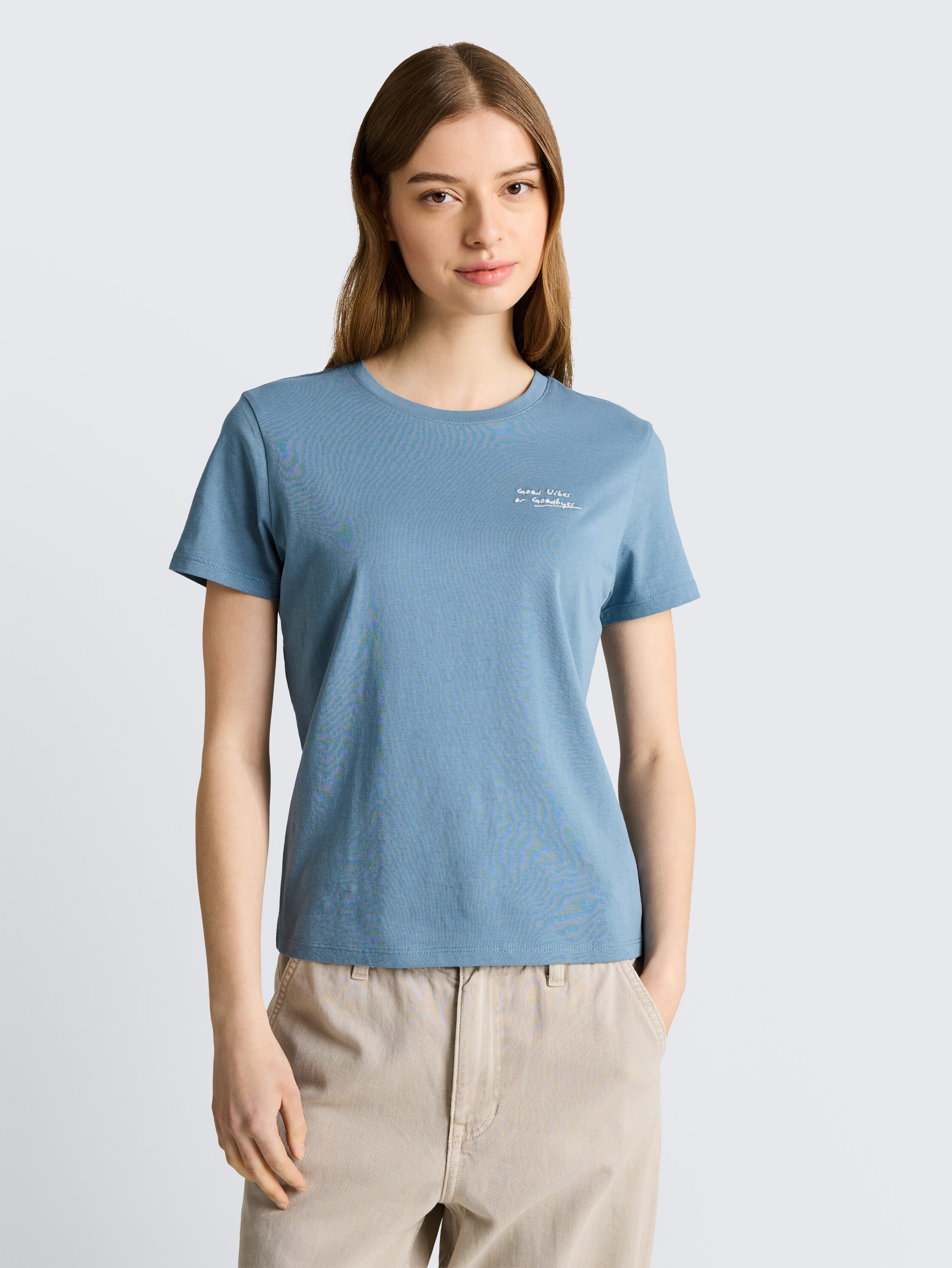 T-shirt met borduursel - spring_lake_blue - 