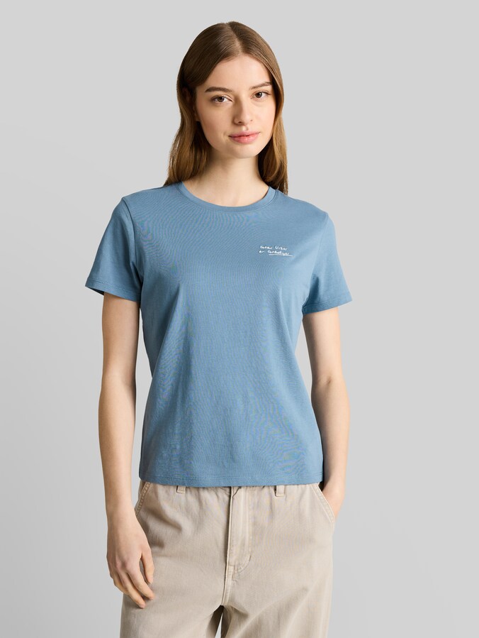 T-Shirt mit Stickerei von Denim Female, spring lake blue