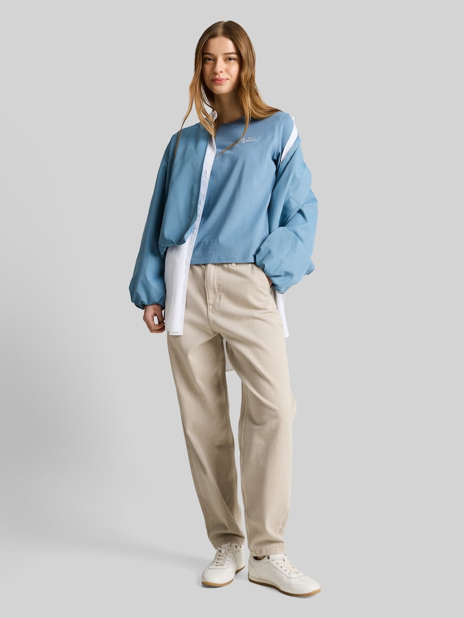 T-shirt met borduursel door Denim Female, spring lake blue