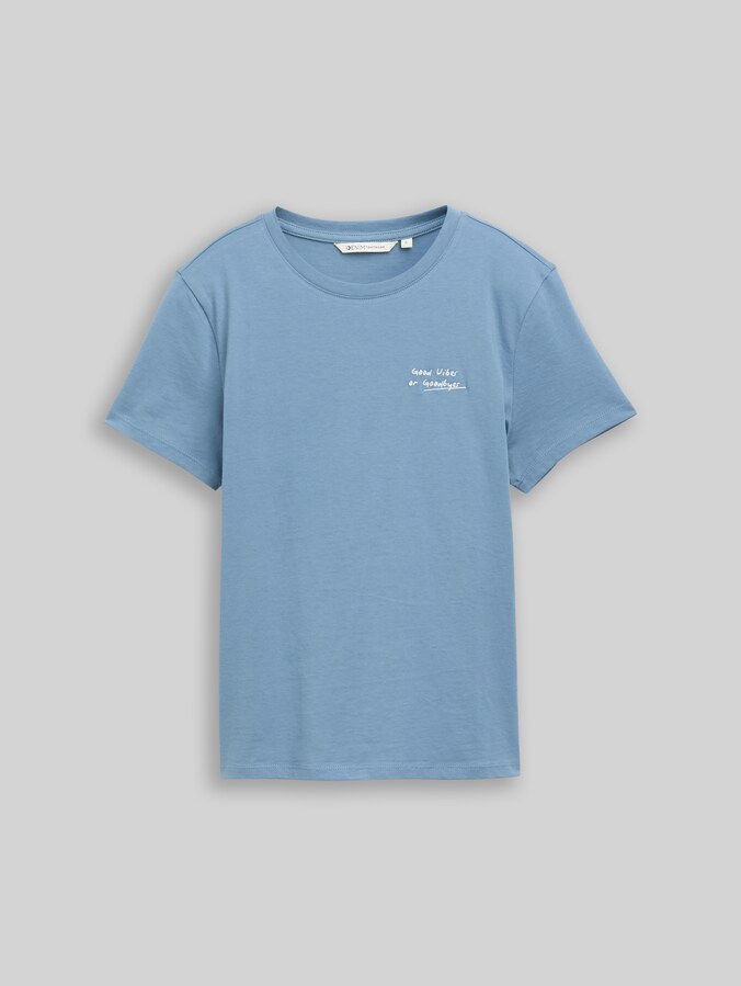 T-shirt met borduursel door Denim Female, spring lake blue